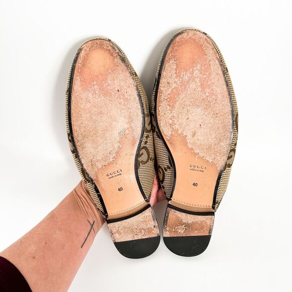 Gucci Princetown Jumbo GG Canvas Loafers Mules Brown Size 40, 10 - Picture 12 of 15